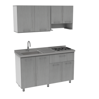 Cocina Bruselas Módulo Superior + Módulo Inferior + Meson + Campana