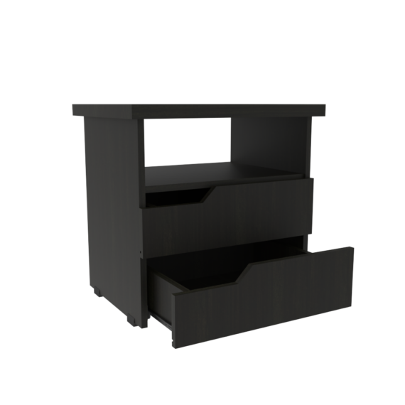 MESA DE NOCHE INNOVA WENGUE ISOMETRICO CAJON ABIERTO.2151