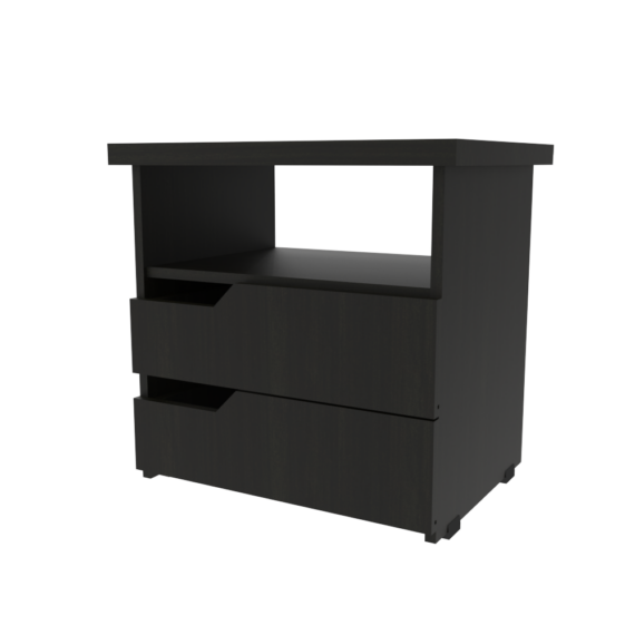 MESA DE NOCHE INNOVA WENGUE ISOMETRICO CAJON CERRADO.2148