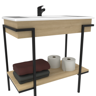 Mueble de Baño Silver 80 Estructura Metálica Negra - Germany