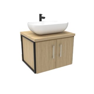 Mueble de Baño Vessel Estructura Metálica Negra + Lavamanos de Sobreponer Porcelana Sanitaria - Germany, Lavamanos F-8801